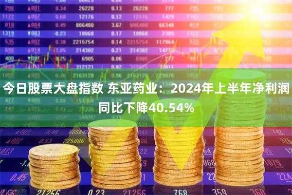 今日股票大盘指数 东亚药业：2024年上半年净利润同比下降40.54%